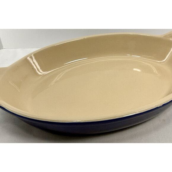 Le Creuset 13-14 Oval Stoneware Baking Dish Marine Blue 2.6 Qt NEW Unused France - Picture 4 of 9